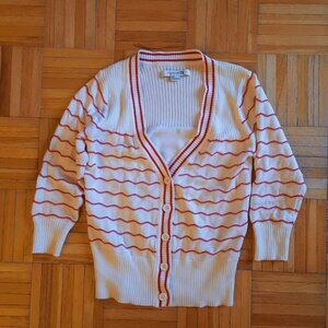 white and red cotton cardigan, sleeves 3/4, size S - 30% DISCOUNT ON OFFERS OBO